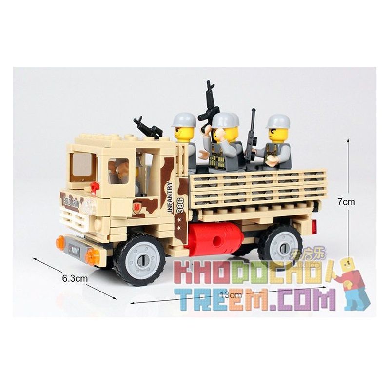 Kazi KY84027 84027 non  XE TẢI CHỞ QUÂN bộ đồ chơi xếp lắp ráp ghép mô hình Field Army Chiến Trường 183 khối