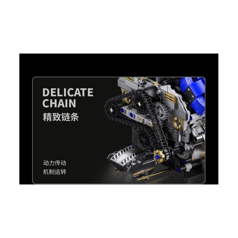 Takuki T1112 V8 Turbo Charged Xếp hình lắp ráp ghép mô hình Động cơ V8