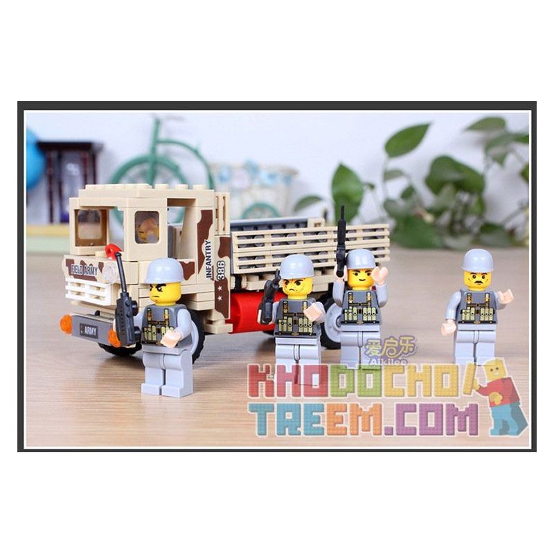 Kazi KY84027 84027 non  XE TẢI CHỞ QUÂN bộ đồ chơi xếp lắp ráp ghép mô hình Field Army Chiến Trường 183 khối