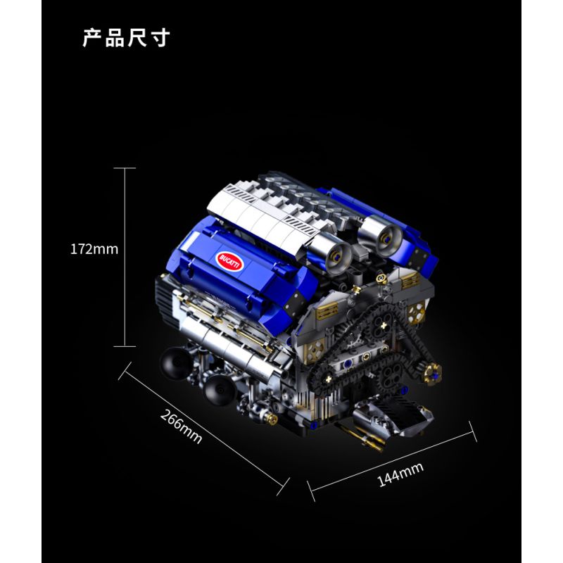Takuki T1112 V8 Turbo Charged Xếp hình lắp ráp ghép mô hình Động cơ V8