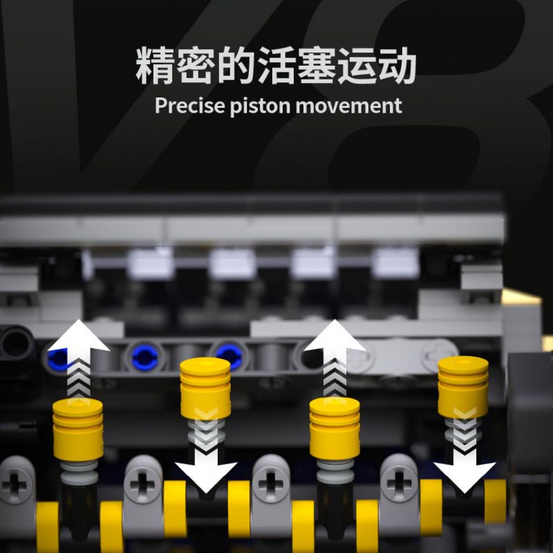 Takuki T1112 V8 Turbo Charged Xếp hình lắp ráp ghép mô hình Động cơ V8