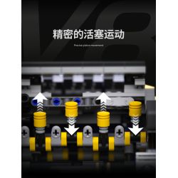 Takuki T1112 V8 Turbo Charged Xếp hình lắp ráp ghép mô hình Động cơ V8