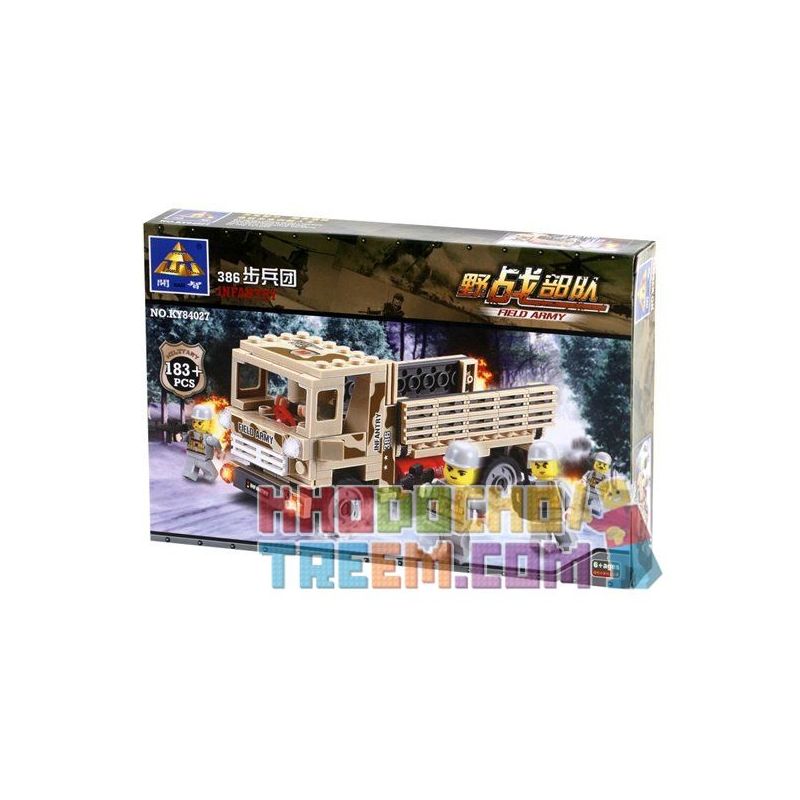 Kazi KY84027 84027 non  XE TẢI CHỞ QUÂN bộ đồ chơi xếp lắp ráp ghép mô hình Field Army Chiến Trường 183 khối