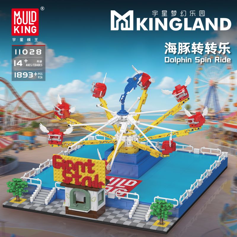 MouldKing 11028 Dolphin Spin Ride Xếp hình lắp ráp ghép mô hình Xứ sở mộng mơ: Cá heo vui nhộn