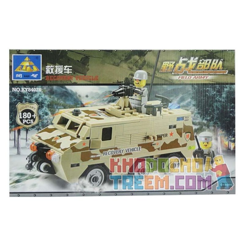 Kazi KY84026 84026 non  XE GIẢI CỨU BỌC THÉP bộ đồ chơi xếp lắp ráp ghép mô hình Field Army Chiến Trường 180 khối