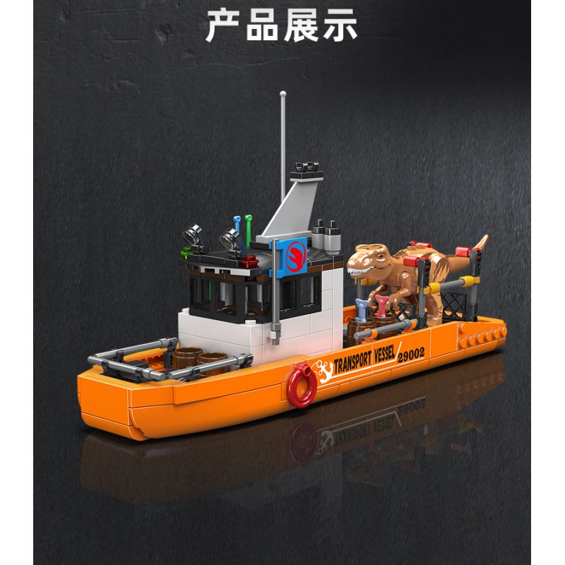 MouldKing 29002 T-Rex Transport Ship Xếp hình lắp ráp ghép mô hình Thế giới kỷ Jura: Người vận chuyển T-Rex