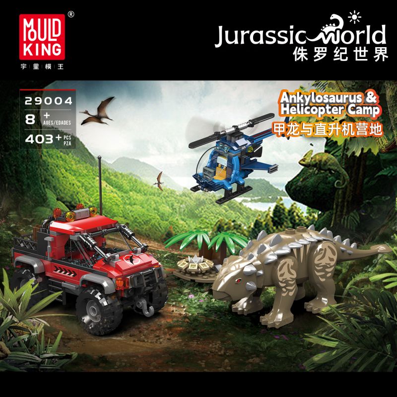 MouldKing 29004 Ankylosaurus & Helicopter Camp Xếp hình lắp ráp ghép mô hình Thế giới kỷ Jura: Ankylosaurus và trại trực thăng
