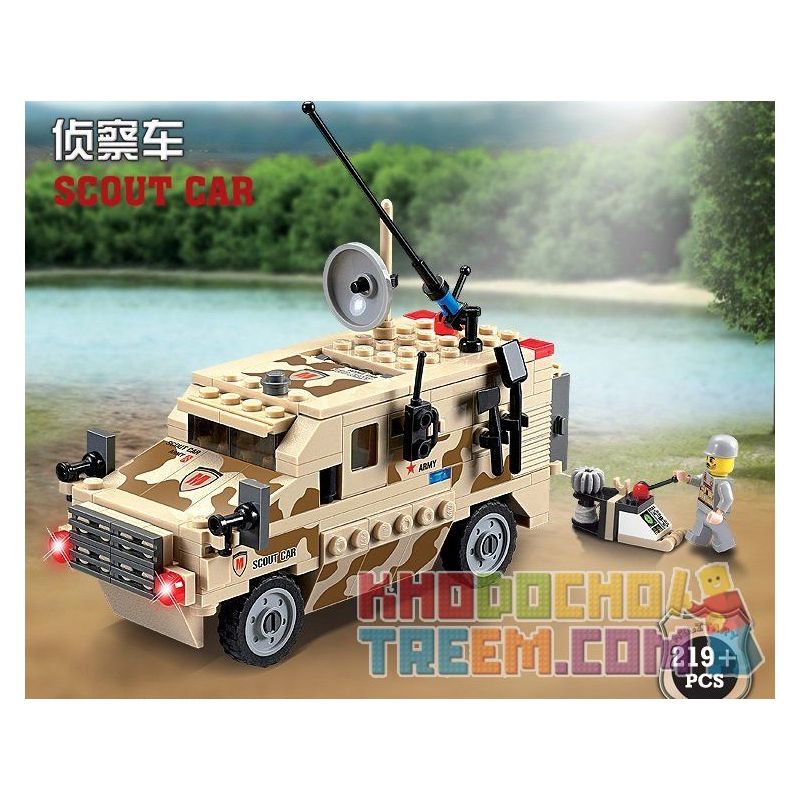 Kazi KY84024 84024 non  XE HUMMER CHỞ LÍNH bộ đồ chơi xếp lắp ráp ghép mô hình Field Army FIELD ARMY SCOUT CAR Chiến Trường 219 khối