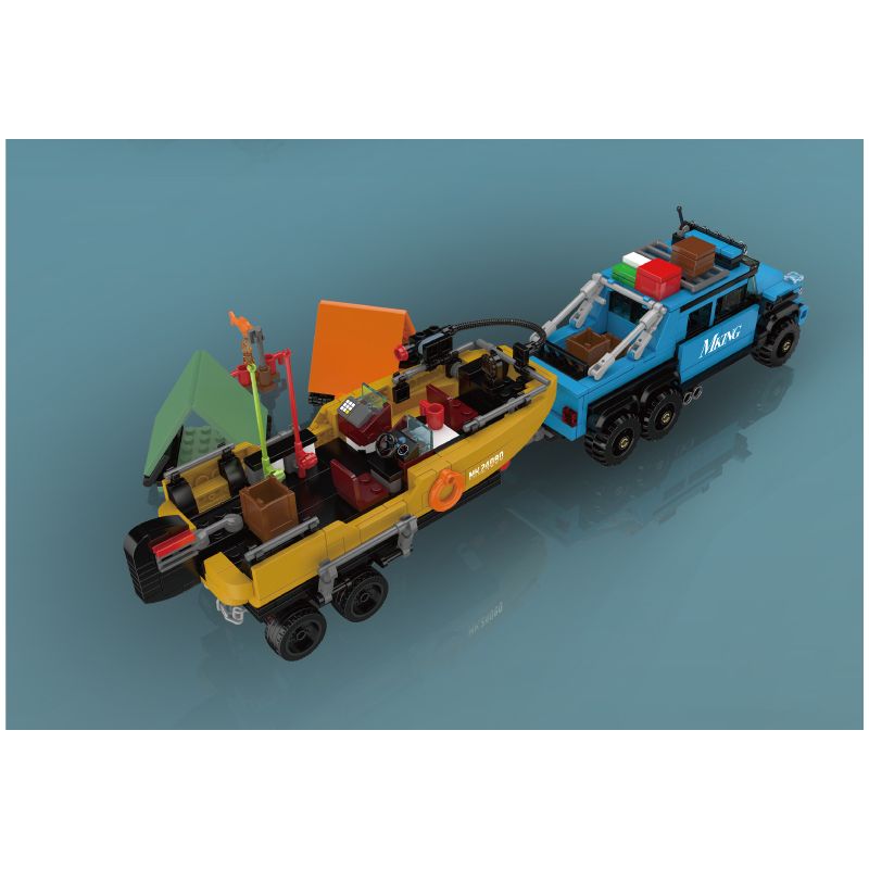 MouldKing 24080 Fishing Boat Trailer Xếp hình lắp ráp ghép mô hình Mini World: Xe kéo thuyền đánh cá