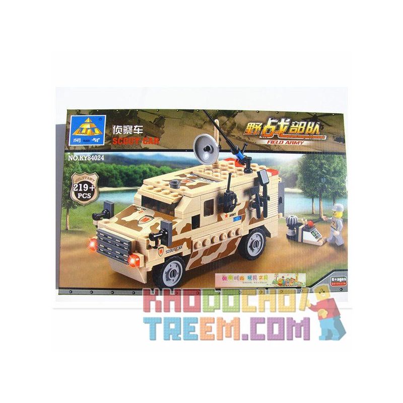 Kazi KY84024 84024 non  XE HUMMER CHỞ LÍNH bộ đồ chơi xếp lắp ráp ghép mô hình Field Army FIELD ARMY SCOUT CAR Chiến Trường 219 khối