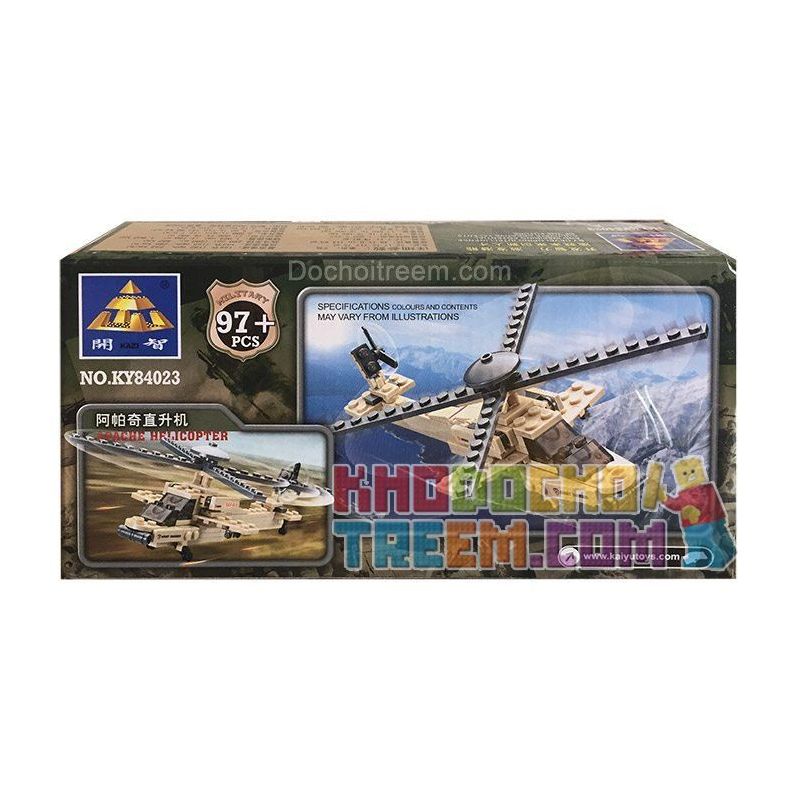Kazi KY84023 84023 non  TRỰC THĂNG TẤN CÔNG bộ đồ chơi xếp lắp ráp ghép mô hình Field Army Chiến Trường 97 khối
