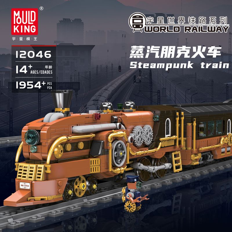 MouldKing 12046 Steampunk Train Xếp hình lắp ráp ghép mô hình tàu hơi nước