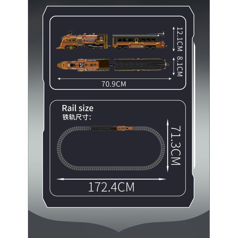 MouldKing 12046 Steampunk Train Xếp hình lắp ráp ghép mô hình tàu hơi nước