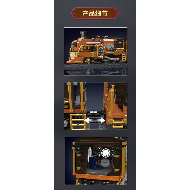 MouldKing 12046 Steampunk Train Xếp hình lắp ráp ghép mô hình tàu hơi nước