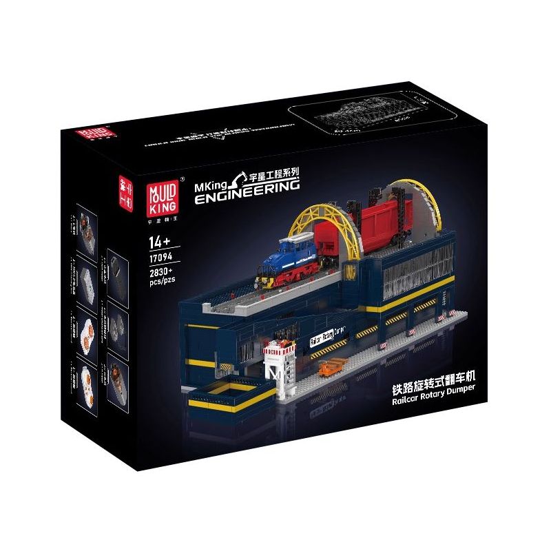 MouldKing 17094 Railcar Rotary Dumper Xếp hình lắp ráp ghép mô hình Máy xúc quay đường sắt