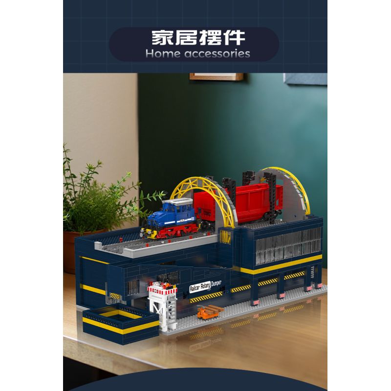 MouldKing 17094 Railcar Rotary Dumper Xếp hình lắp ráp ghép mô hình Máy xúc quay đường sắt