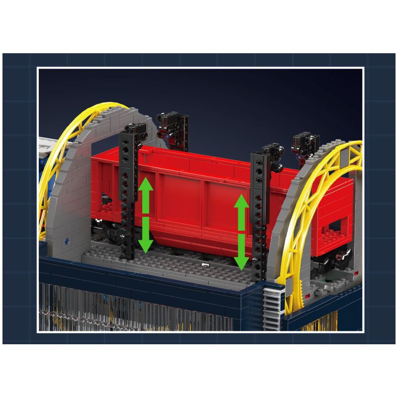 MouldKing 17094 Railcar Rotary Dumper Xếp hình lắp ráp ghép mô hình Máy xúc quay đường sắt