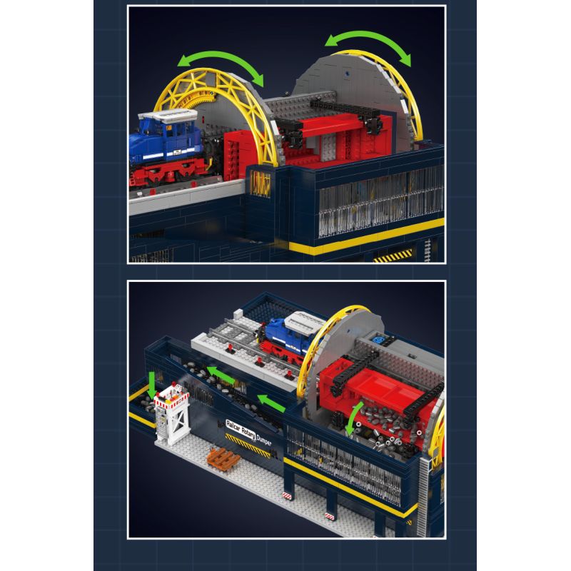 MouldKing 17094 Railcar Rotary Dumper Xếp hình lắp ráp ghép mô hình Máy xúc quay đường sắt