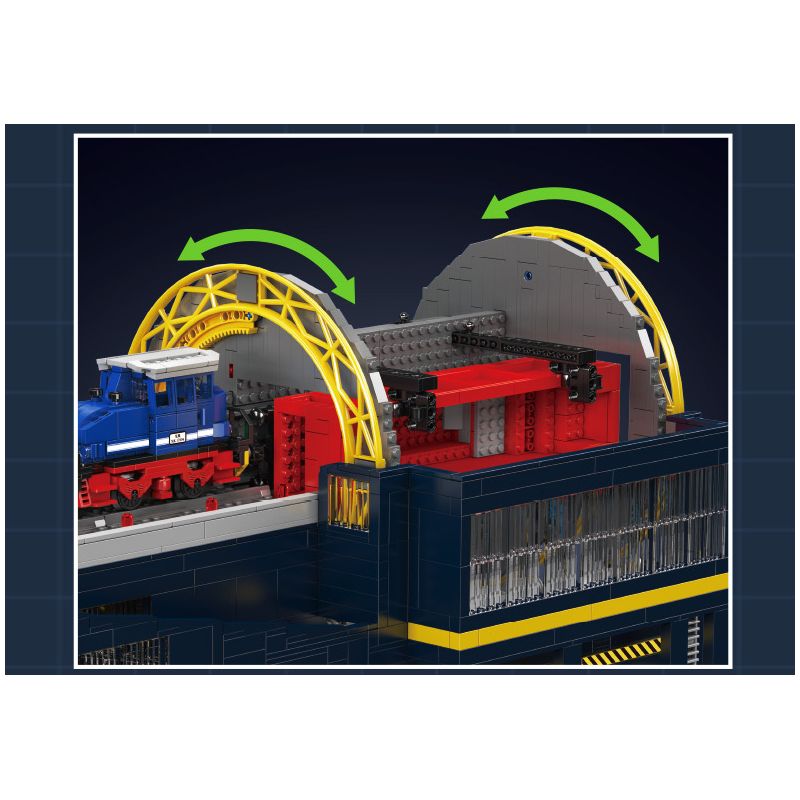 MouldKing 17094 Railcar Rotary Dumper Xếp hình lắp ráp ghép mô hình Máy xúc quay đường sắt