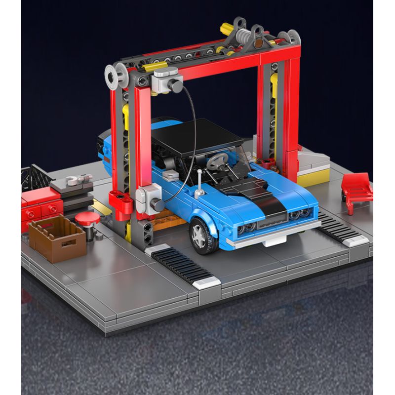 MouldKing 24086 Repair Garage & Challenger Muscle Car Xếp hình lắp ráp ghép mô hình Cửa hàng bảo trì & Xe cơ bắp Challenger