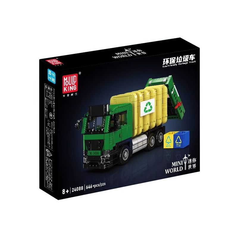 MouldKing 24088 Eco-Friendy Garbage Truck Xếp hình lắp ráp ghép mô hình Mini World: Xe chở rác thân thiện với môi trường