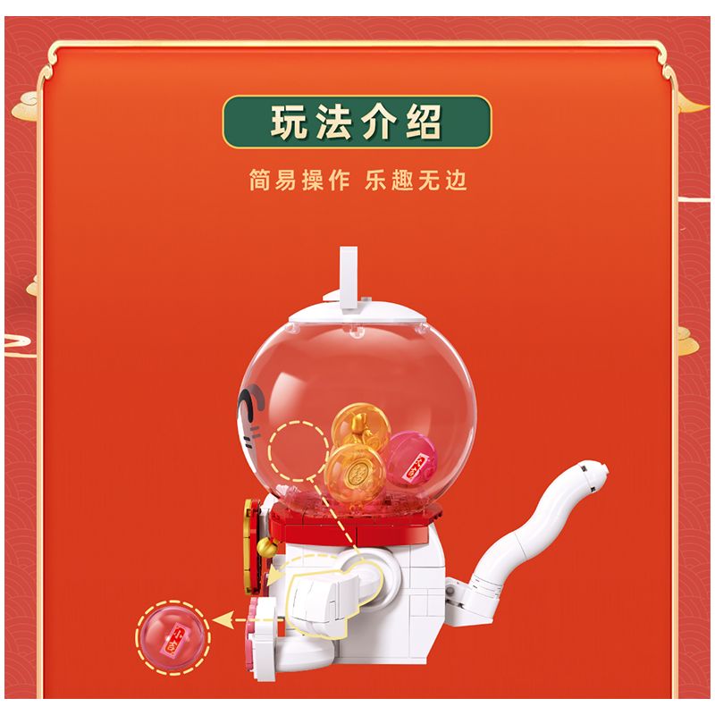 Pleyerid M38-P8073 Xếp hình lắp ráp ghép mô hình Máy Gacha mèo may mắn