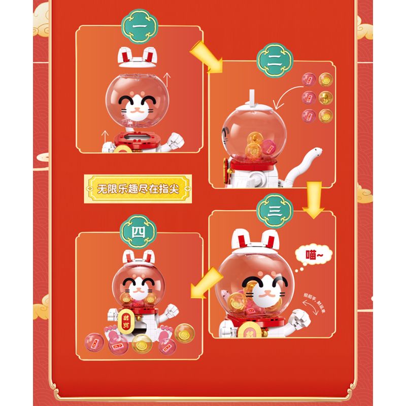 Pleyerid M38-P8073 Xếp hình lắp ráp ghép mô hình Máy Gacha mèo may mắn