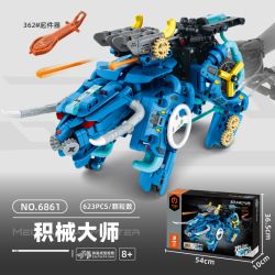 IM.Master QIHUI 6861 Xếp hình lắp ráp ghép mô hình Bậc thầy về máy móc: Máy chiến đấu thủy lực Blue Bullmon