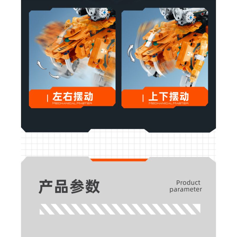 IM.Master QIHUI 6861 Xếp hình lắp ráp ghép mô hình Bậc thầy về máy móc: Máy chiến đấu thủy lực Blue Bullmon