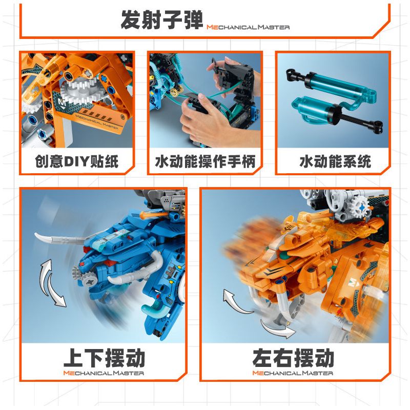 IM.Master QIHUI 6861 Xếp hình lắp ráp ghép mô hình Bậc thầy về máy móc: Máy chiến đấu thủy lực Blue Bullmon