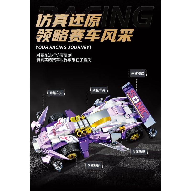 Souzosha F3616 Xếp hình lắp ráp ghép mô hình Tốc độ​​: Purple Shadow Phantom Blade 4WD