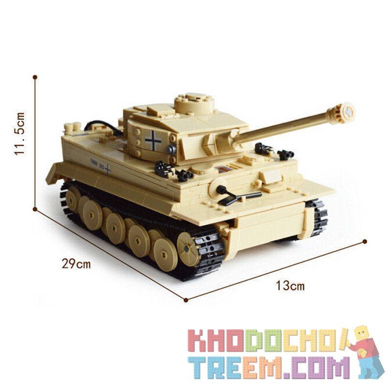Kazi KY82011 82011 non  XE TĂNG ĐỨC CON HỔ bộ đồ chơi xếp lắp ráp ghép mô hình Century Military CENTURY MILITARY TIGER Quân Đội Thế Kỷ 995 khối