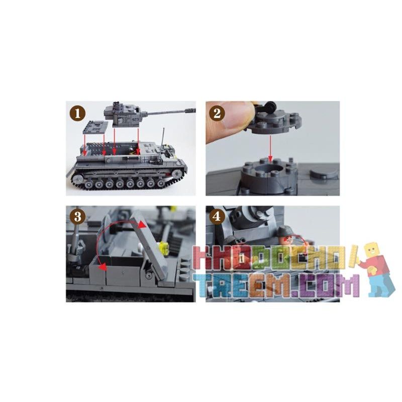 Kazi KY82010 82010 non  XE TĂNG ĐỨC CON BÁO 4 bộ đồ chơi xếp lắp ráp ghép mô hình Century Military CENTURY MILITARY PANZERKAMPFWAGEN IV Quân Đội Thế Kỷ 1193 khối