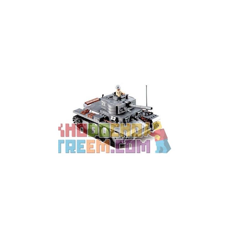 Kazi KY82009 82009 non  XE TĂNG ĐỨC CON BÁO 2 bộ đồ chơi xếp lắp ráp ghép mô hình Century Military CENTURY MILITARY PZKPFW-II Quân Đội Thế Kỷ 868 khối