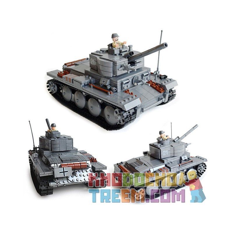 Kazi KY82009 82009 non  XE TĂNG ĐỨC CON BÁO 2 bộ đồ chơi xếp lắp ráp ghép mô hình Century Military CENTURY MILITARY PZKPFW-II Quân Đội Thế Kỷ 868 khối