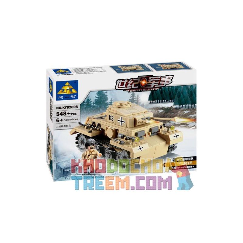 Kazi KY82008 82008 non  XE TĂNG ĐỨC CON BÁO 3 bộ đồ chơi xếp lắp ráp ghép mô hình Century Military CENTURY MILITARY PANZERKAMPFWAGER III Quân Đội Thế Kỷ 548 khối