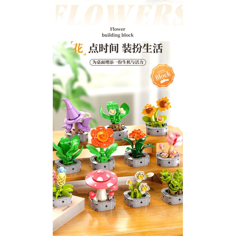 Femibox S5443 Xếp hình lắp ráp ghép mô hình 12 loại hình minh họa thực vật