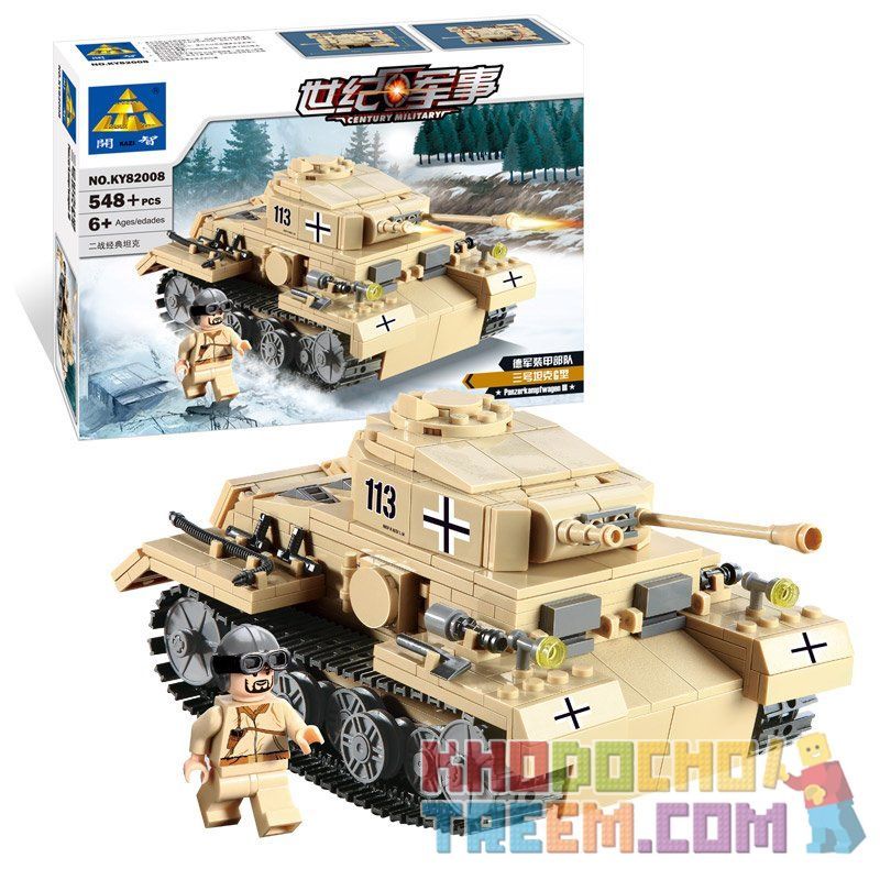 Kazi KY82008 82008 non  XE TĂNG ĐỨC CON BÁO 3 bộ đồ chơi xếp lắp ráp ghép mô hình Century Military CENTURY MILITARY PANZERKAMPFWAGER III Quân Đội Thế Kỷ 548 khối
