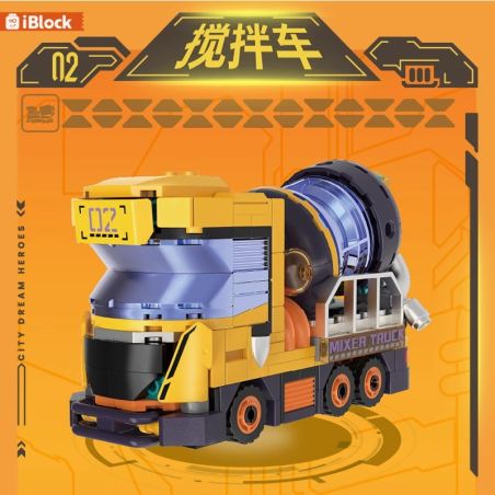 iBlock ib1104-2 Xếp hình lắp ráp ghép mô hình Đội công nghiệp nặng City Dream Heroes: Xe trộn