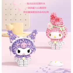 Gekkosha 803308 Xếp hình lắp ráp ghép mô hình Hình dáng cụm hoa Sanrio: Đêm đầy sao hoa hồng, Kurome