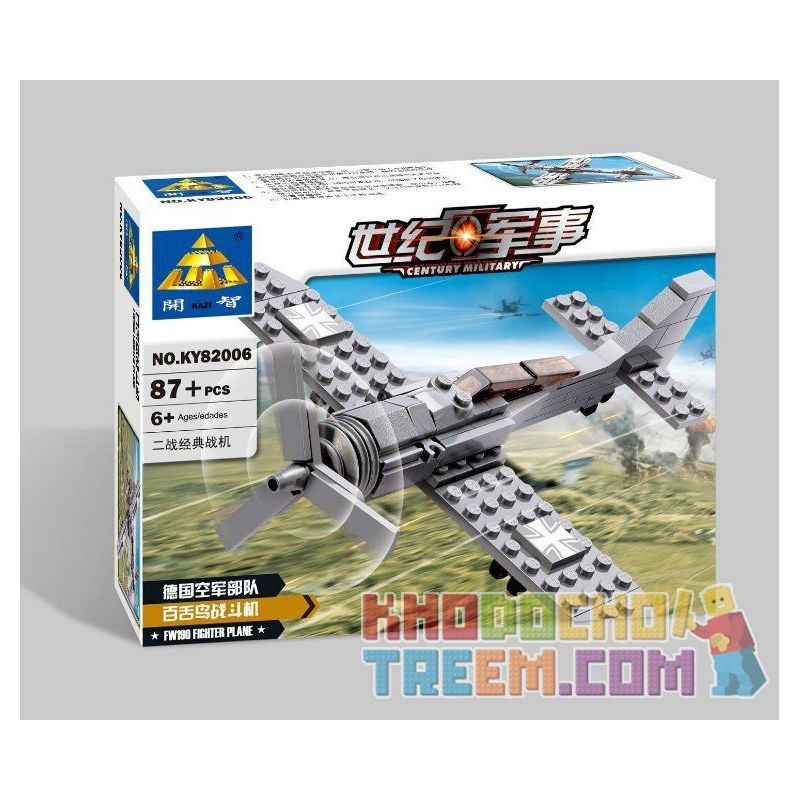 Kazi KY82006 82006 non  MÁY BAY CHIẾN ĐẤU bộ đồ chơi xếp lắp ráp ghép mô hình Century Military CENTURY MILITARY FW190 FIGHTER PLANE Quân Đội Thế Kỷ 87 khối
