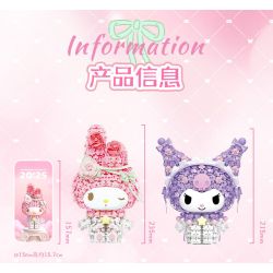 Gekkosha 803308 Xếp hình lắp ráp ghép mô hình Hình dáng cụm hoa Sanrio: Đêm đầy sao hoa hồng, Kurome