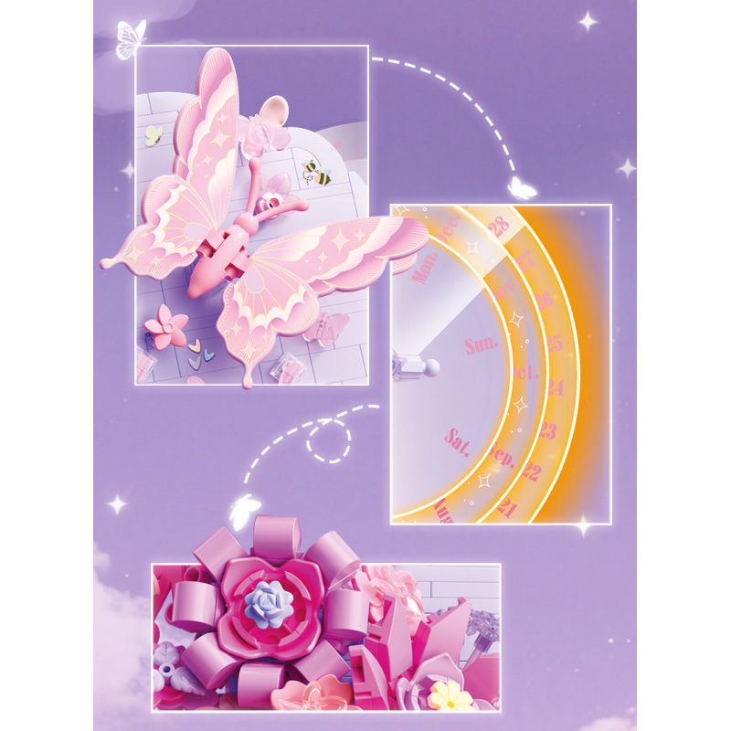 Gekkosha 804264 Xếp hình lắp ráp ghép mô hình Lịch Vạn Niên Hoa Tình Yêu: Hoa Cùng Bóng Bướm