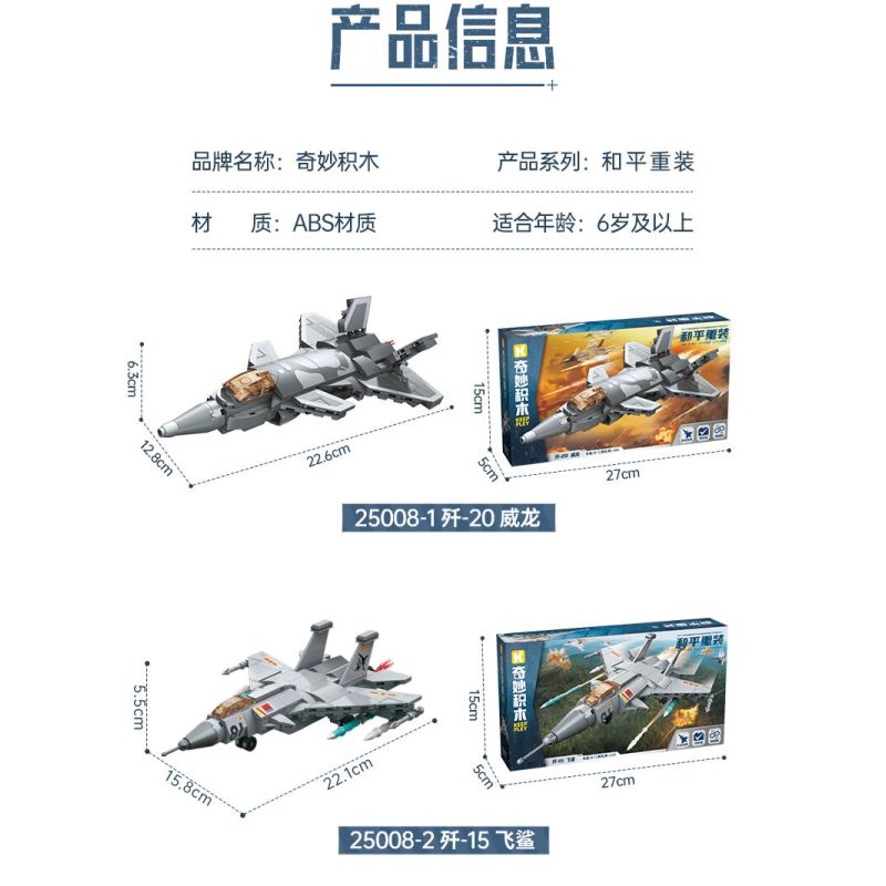 Keeppley 25008 Xếp hình lắp ráp ghép mô hình Thiết bị hạng nặng Hòa bình: Đội hình không quân 4 mẫu J-20 Weilong, J-15 Feisha, Yun-20 Kunpeng, Wuzhi-10 Thunderbolt