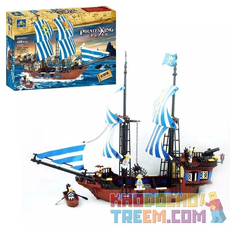 Kazi KY87011 87011 Xếp hình kiểu  PIRATES OF THE CARIBBEAN Armada Flagship Tàu Chiến Chống Hải Tặc 608 khối