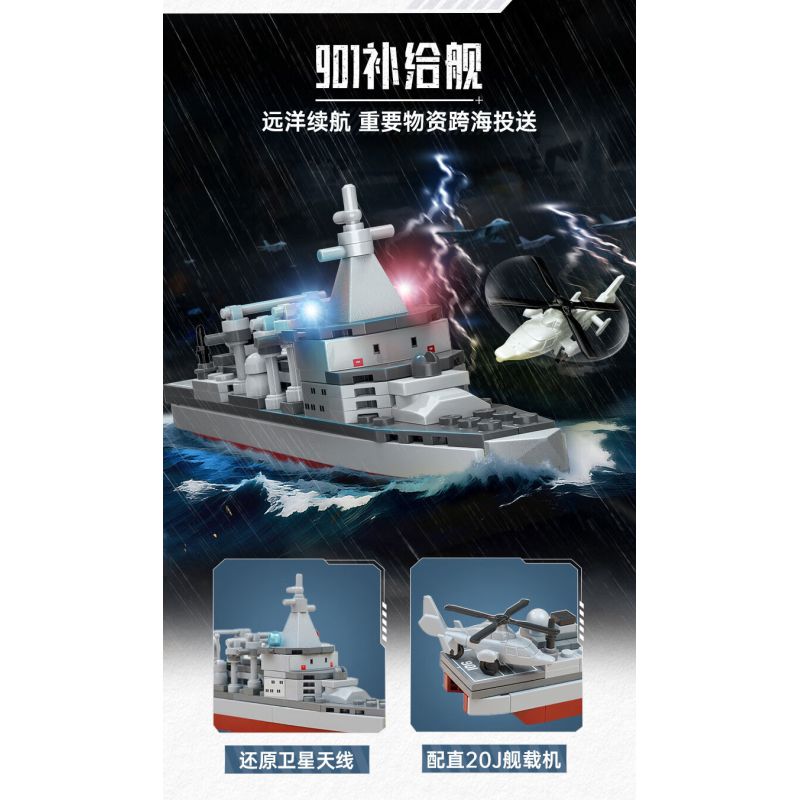 Keeppley 25009 Xếp hình lắp ráp ghép mô hình Hòa Bình Tải Lại: 4 loại đội hình hàng hải: tàu Phúc Kiến, tàu khu trục 052D, tàu tấn công 075, tàu tiếp tế 901