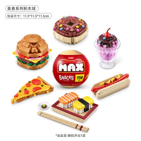 ZURU MAX 83186 Snacks Xếp hình lắp ráp ghép mô hình Quả bóng ăn nhẹ bất ngờ dành cho người sành ăn
