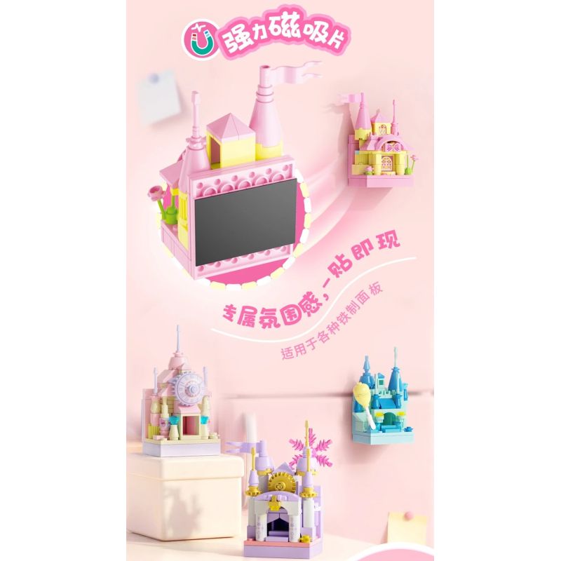 GUDI 40804 Castle Fridge Magnet Xếp hình lắp ráp ghép mô hình Nam châm tủ lạnh mini Castle