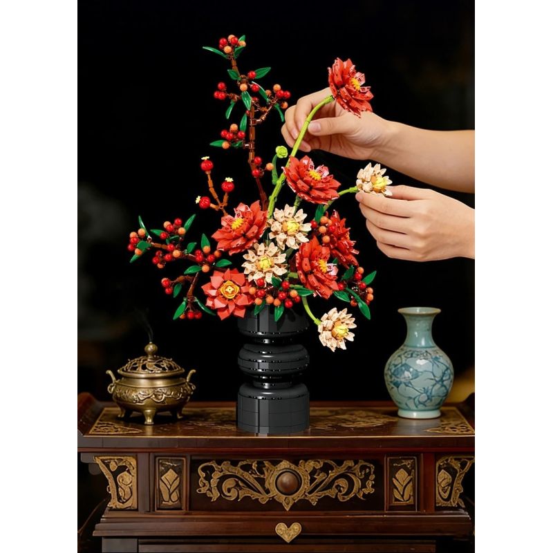 JIESTAR JJ9249 Dahlia Xếp hình lắp ráp ghép mô hình thược dược