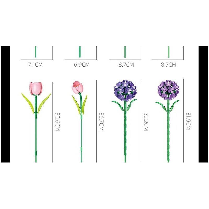 JIESTAR JJ9258 Xếp hình lắp ráp ghép mô hình bó hoa màu tím